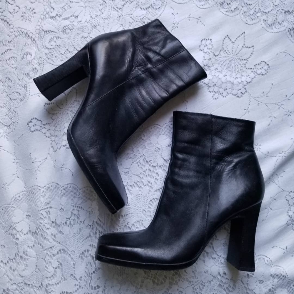 ALDI Black Leather Ankle Boots